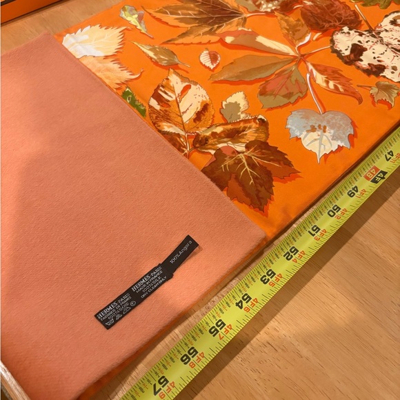 Hermès Autumn Leaves Silk Scarf in Orange and Brown - Picture 2 of 3